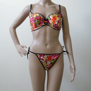 Balconette Bra and Thong Set Smart and Sexy 2 Piece Push Up Bra 36C/7